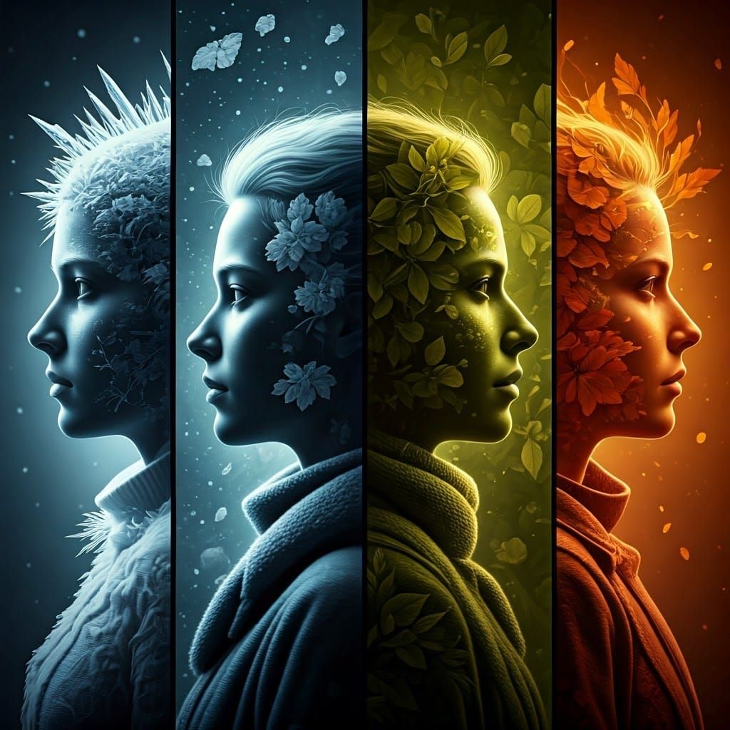 Seasonal Silhouettes in Glitchcore Surrealism Style