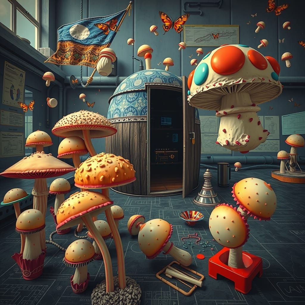 Whimsical, Hyperreal Scene in a Vibrant, Playful Style