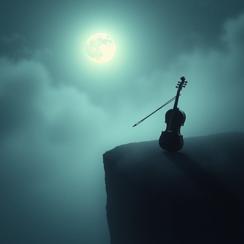 Moonlit Violin Serenade on Cliff