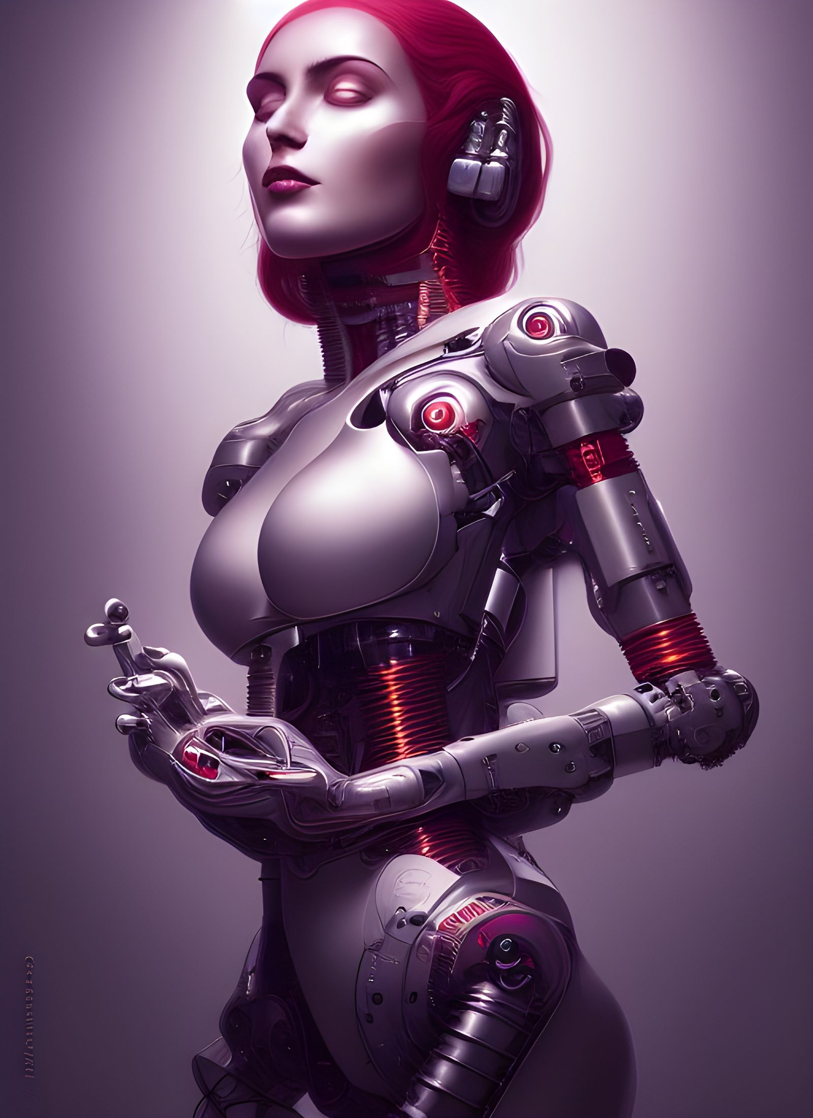 Cyborg Woman Portrait with Gothic Romantic Aesthetic