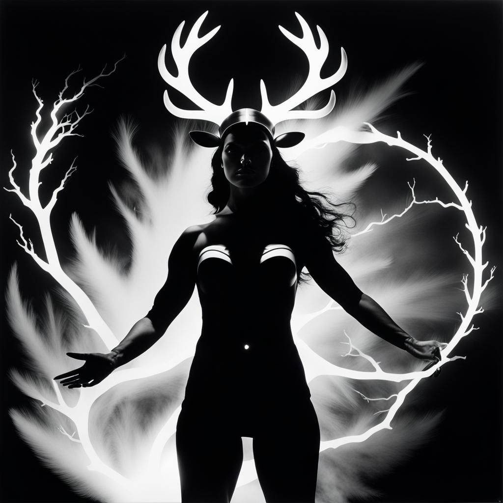 Photogram of Antlered Man and Earth Goddess