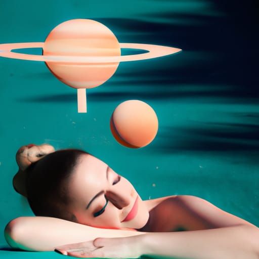 Woman Sunbathing Under Saturn's Gaze