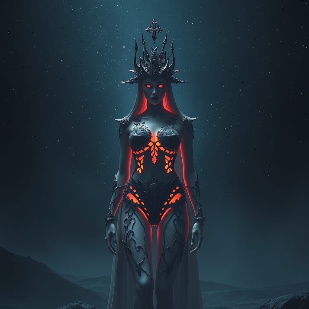Regal Figure in Void Microkini Against Dark Matter