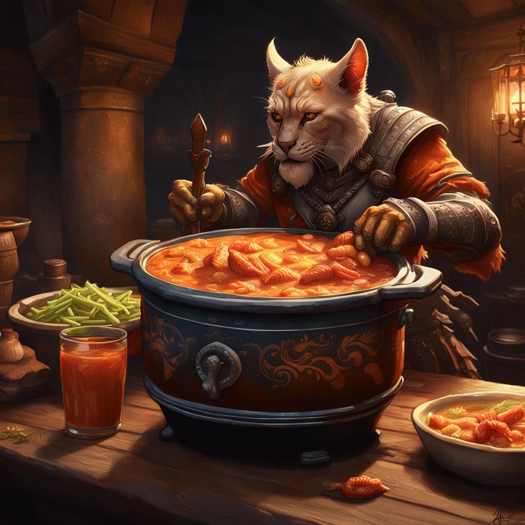 Tabaxi Barbarian Enjoys Dip in Renaissance Inn