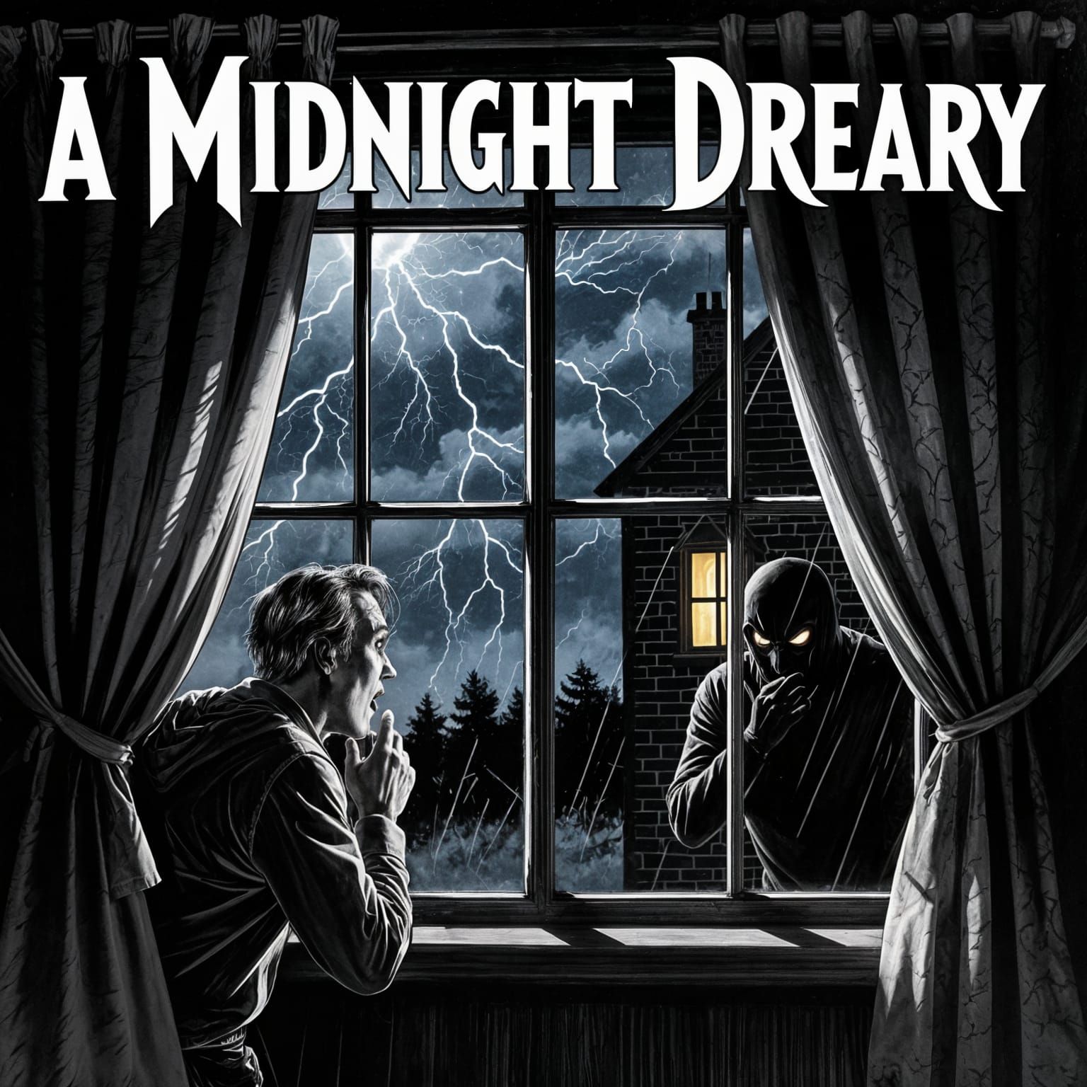 Man Lurking in Shadows Outside Window at Night