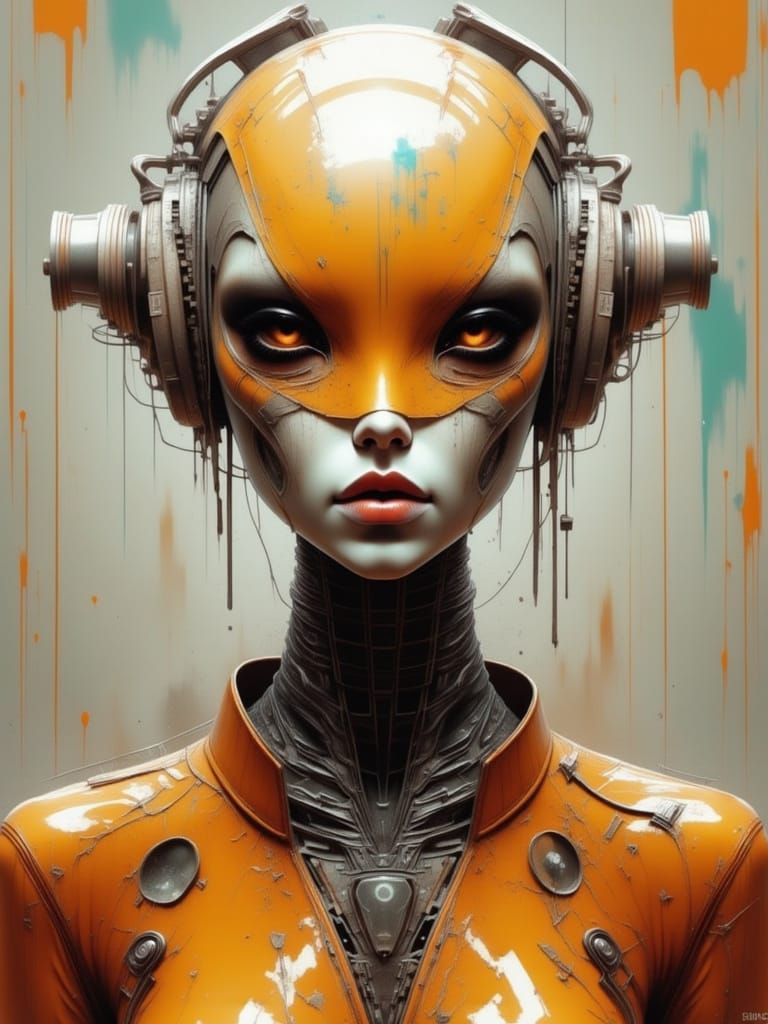 Alien Vogue Portrait in Brutalist Style