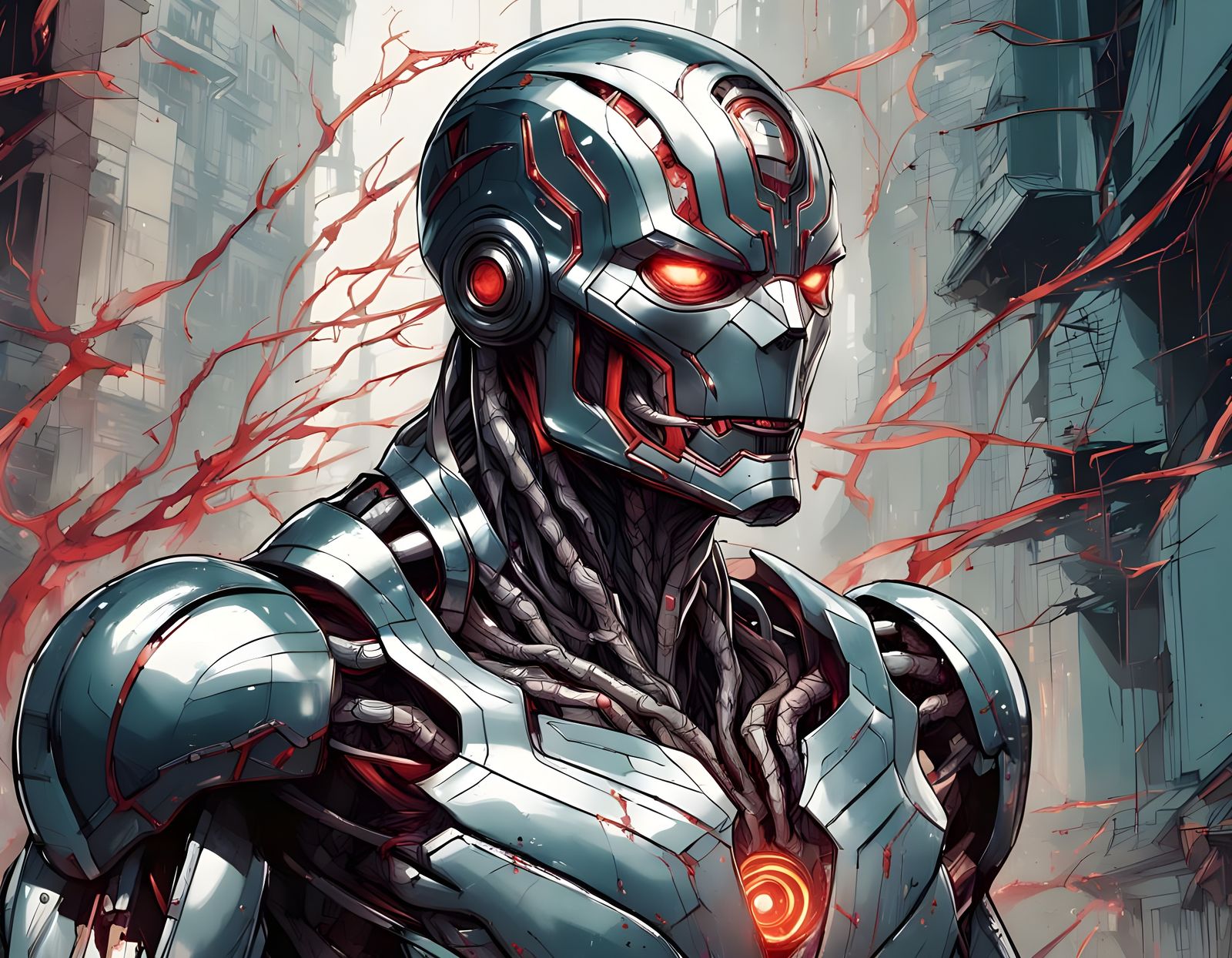 Bio-Punk Ultron Marvel Comics Digital Art
