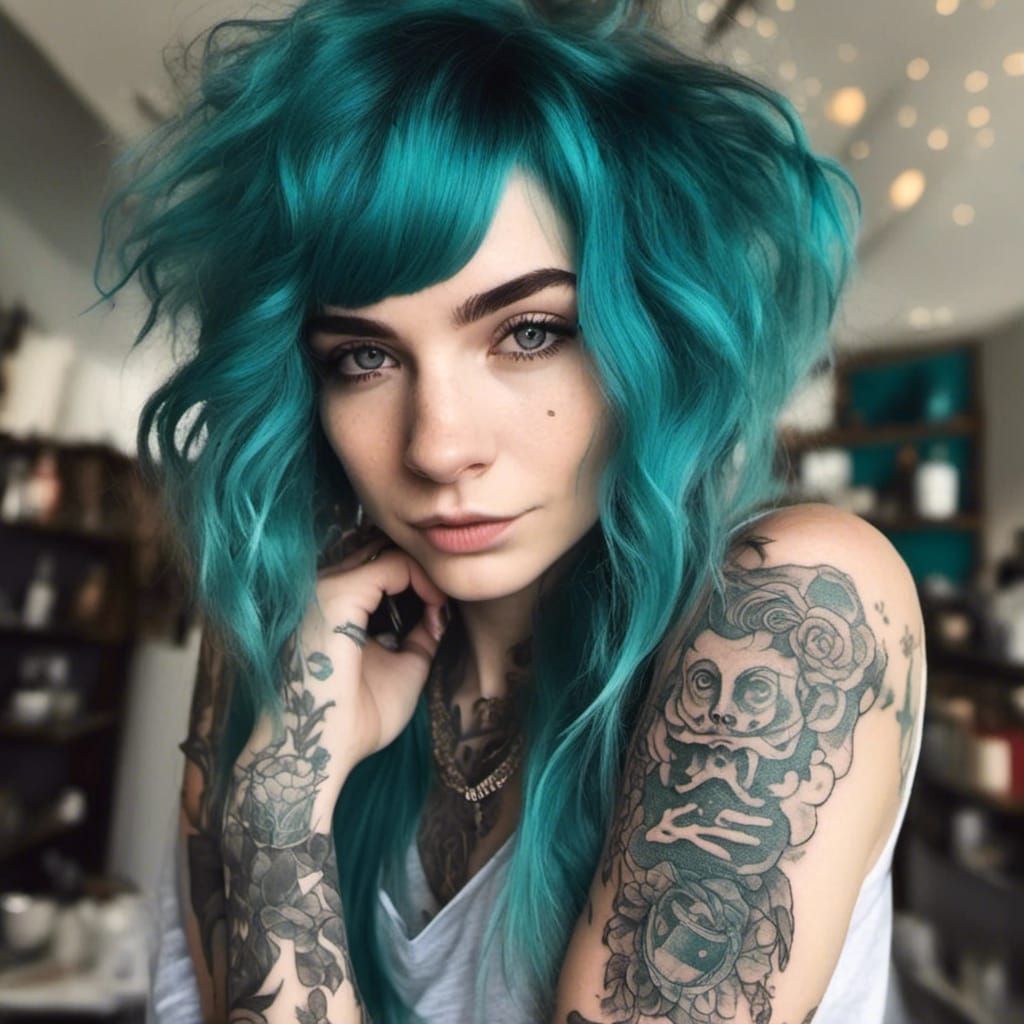 Goddess of Creativity with Tattoos: Hyperreal Detail