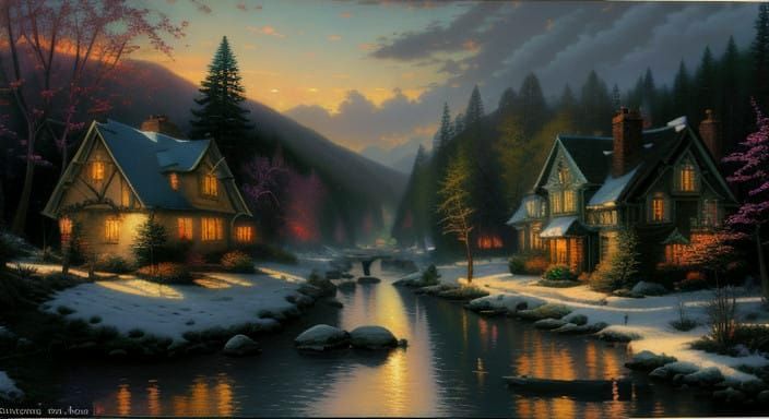 Whimsical Thomas Kinkade-Inspired Artwork by Archangel Tara