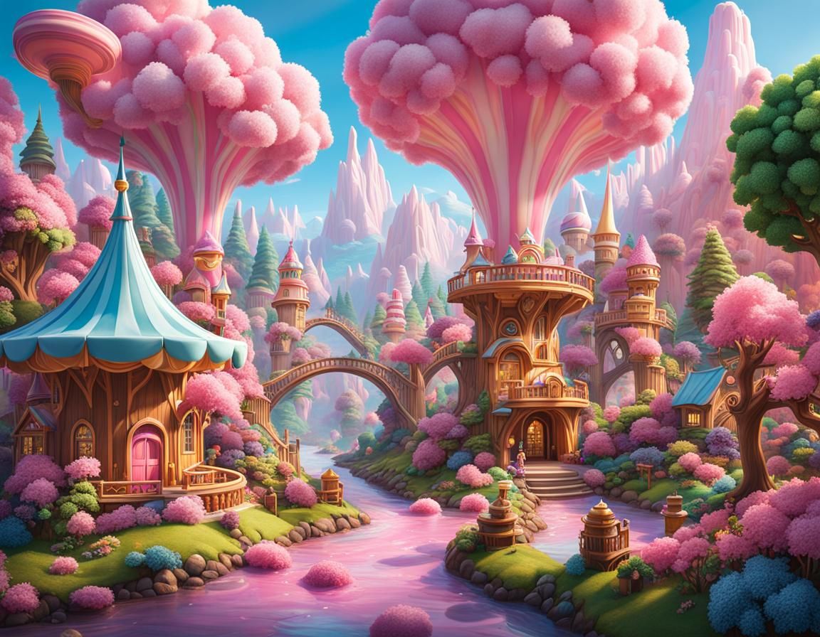 Magical Candy Wonderland with Butterscotch Mountains
