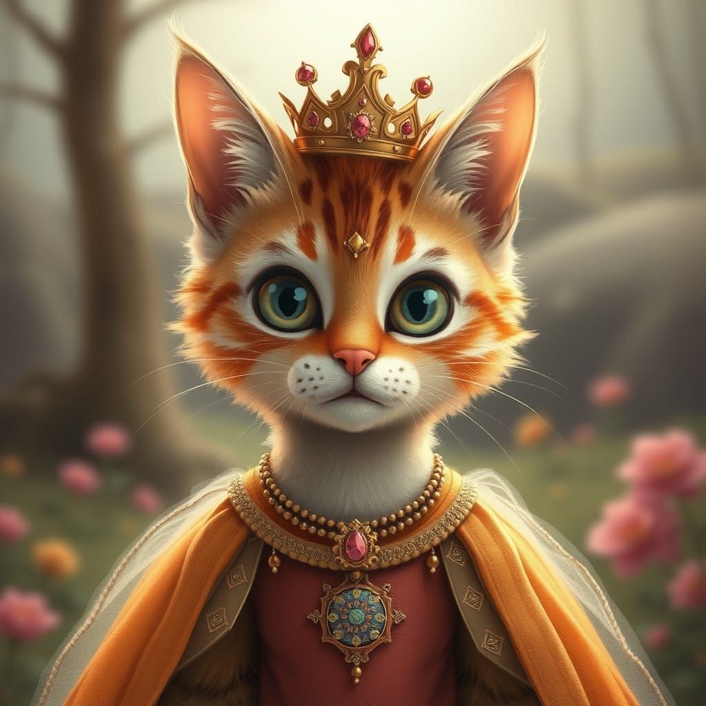 Cat Fit for a Princess: AI Generated Image