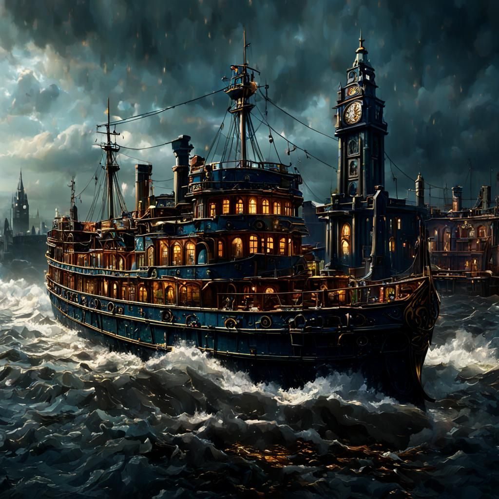 Fantastical Ferry on the Mersey: Detailed Matte Painting
