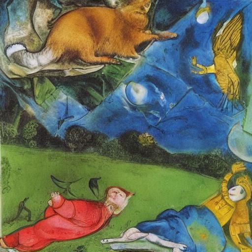 Caracal Comforts Aksakal: Holbein and Chagall Style