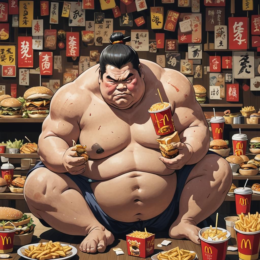 Sumo Wrestler Eats McDonald's: Anime Style