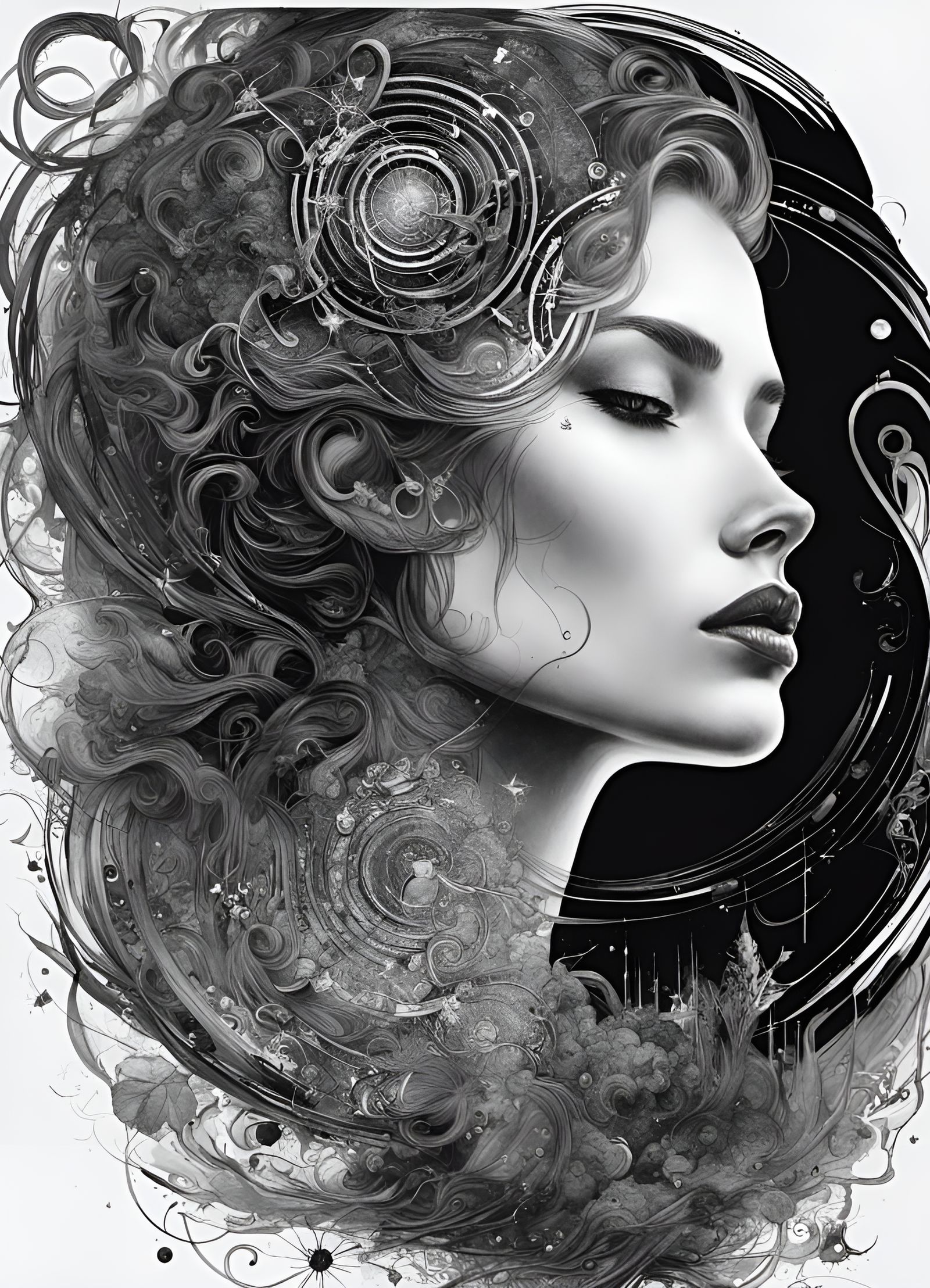 Monochrome Portrait Inspired by Astrology