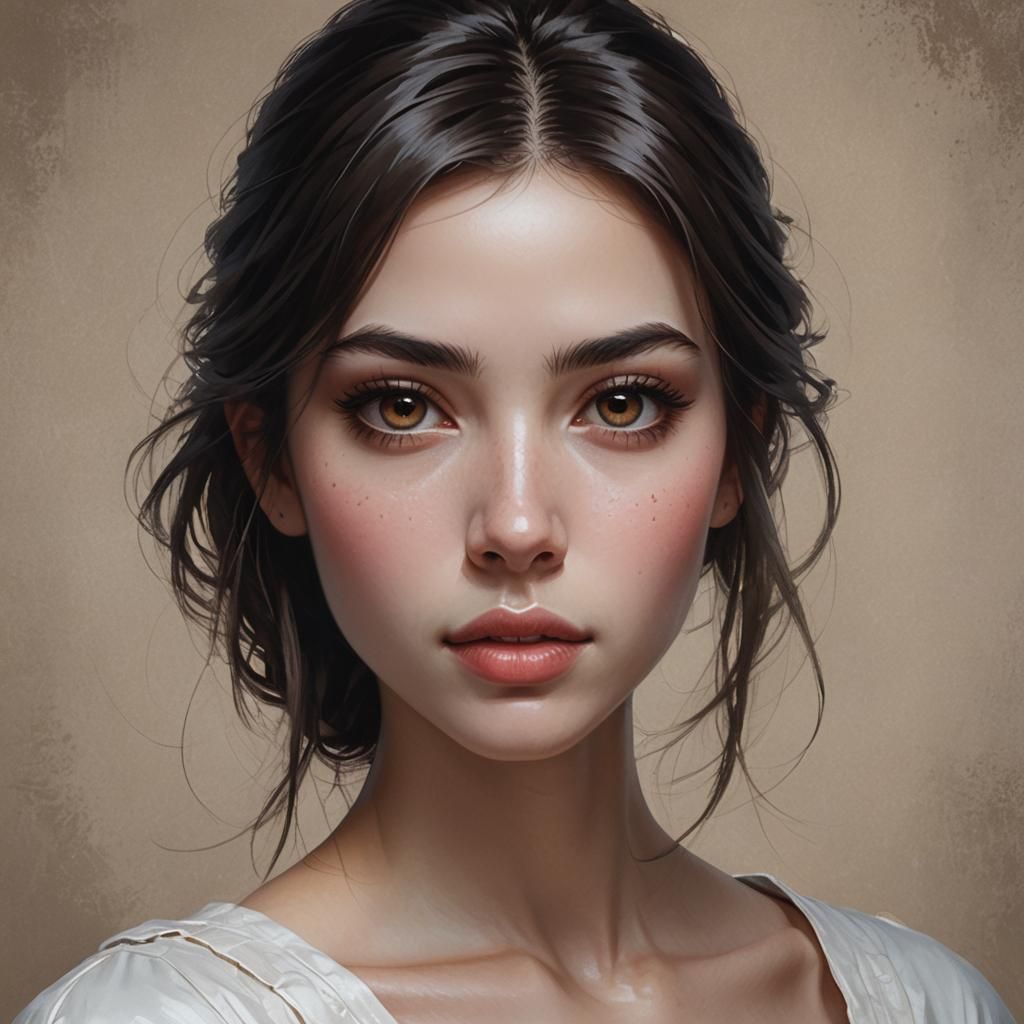 Expressive Portrait of a Petite Girl in Digital Art Style