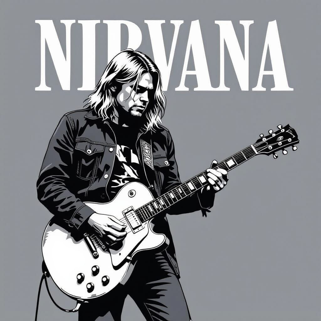 Kurt Cobain Vector Art: Nirvana in Black and White