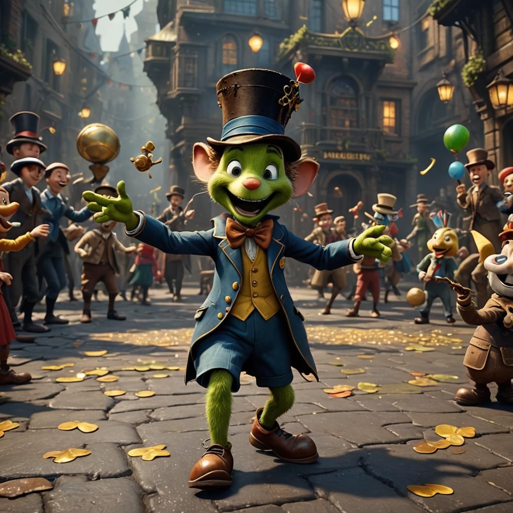 Jiminy Cricket Dancing: Detailed Fantasy Art