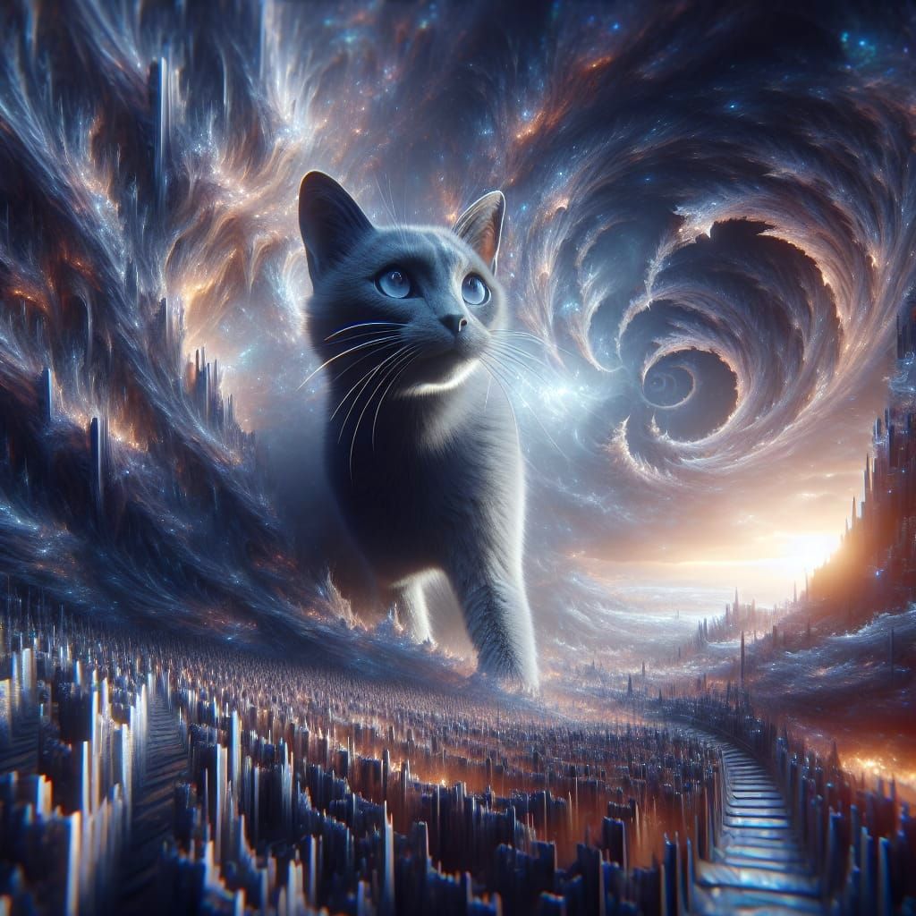 Korat Cat Trapped in Limbo: Award-Winning Digital Art