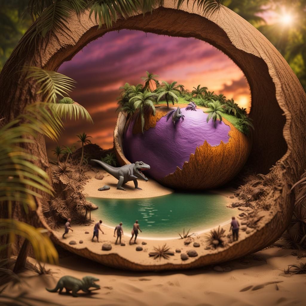 Diorama Art: Wildlife in a Coconut