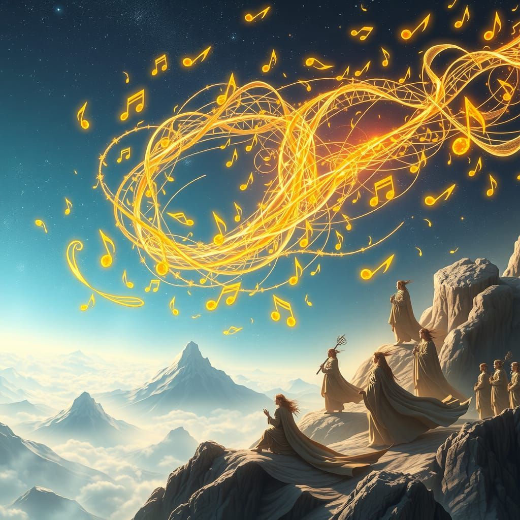 Ilúvatar and the Ainur Creating Eä with Music