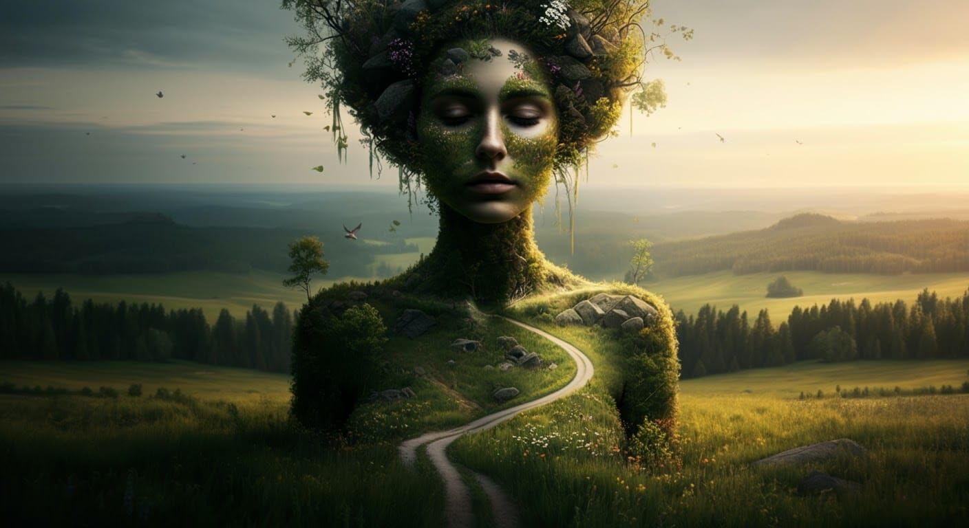 Majestic Earth Maiden in Swedish Landscape