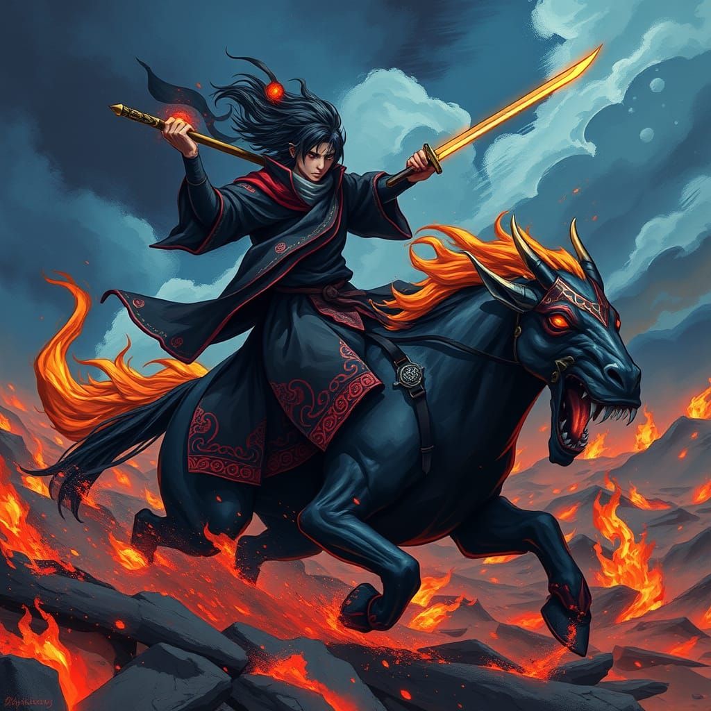 Spectral Uchiha Warrior Rides into Battle