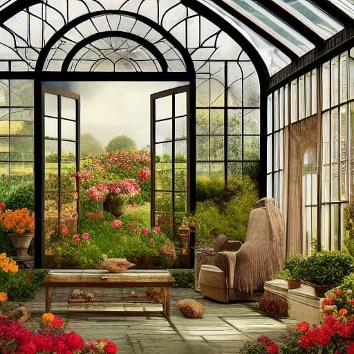 Country Style Orangery in Winter Garden