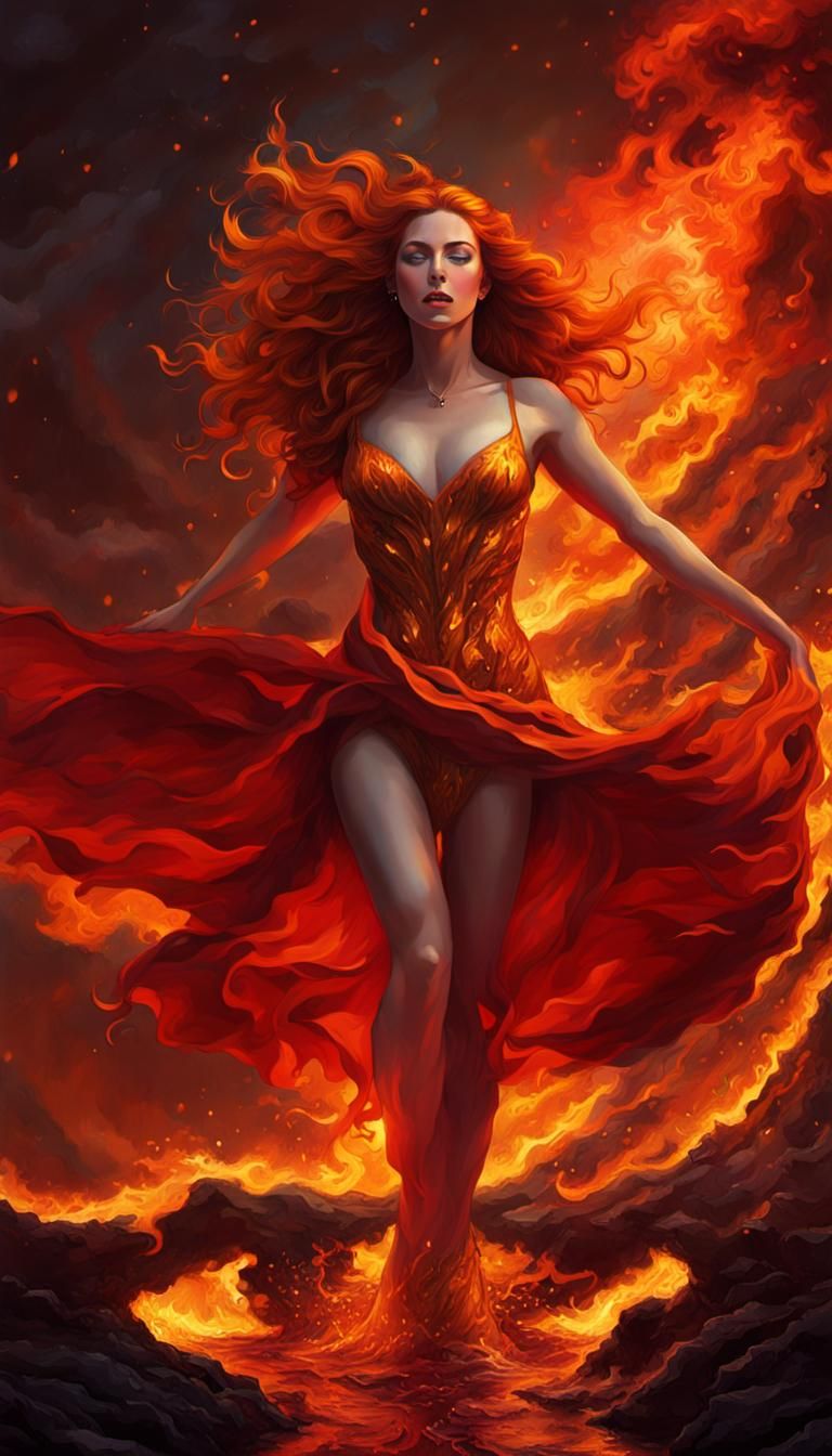 Woman of Fire and Flames