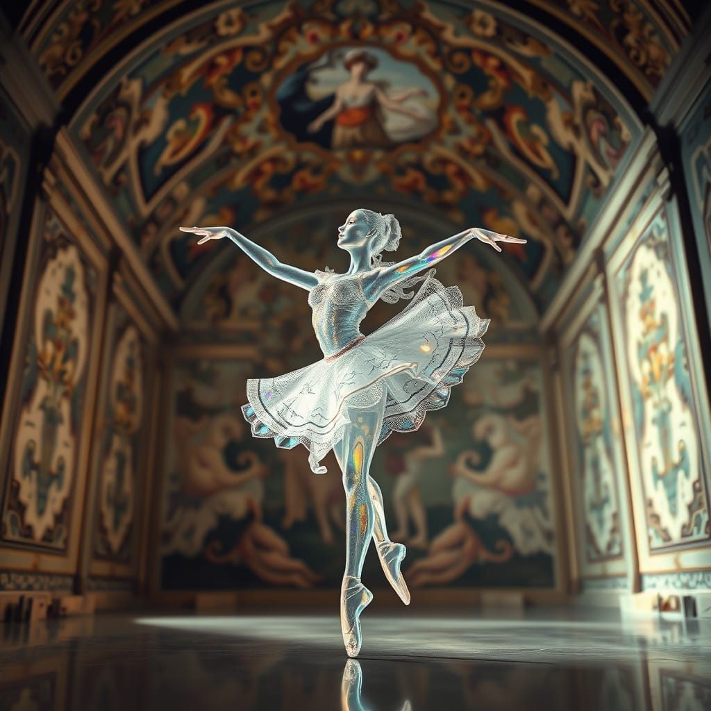 Crystal Glass Ballerina in Vibrant Iridescent Hues