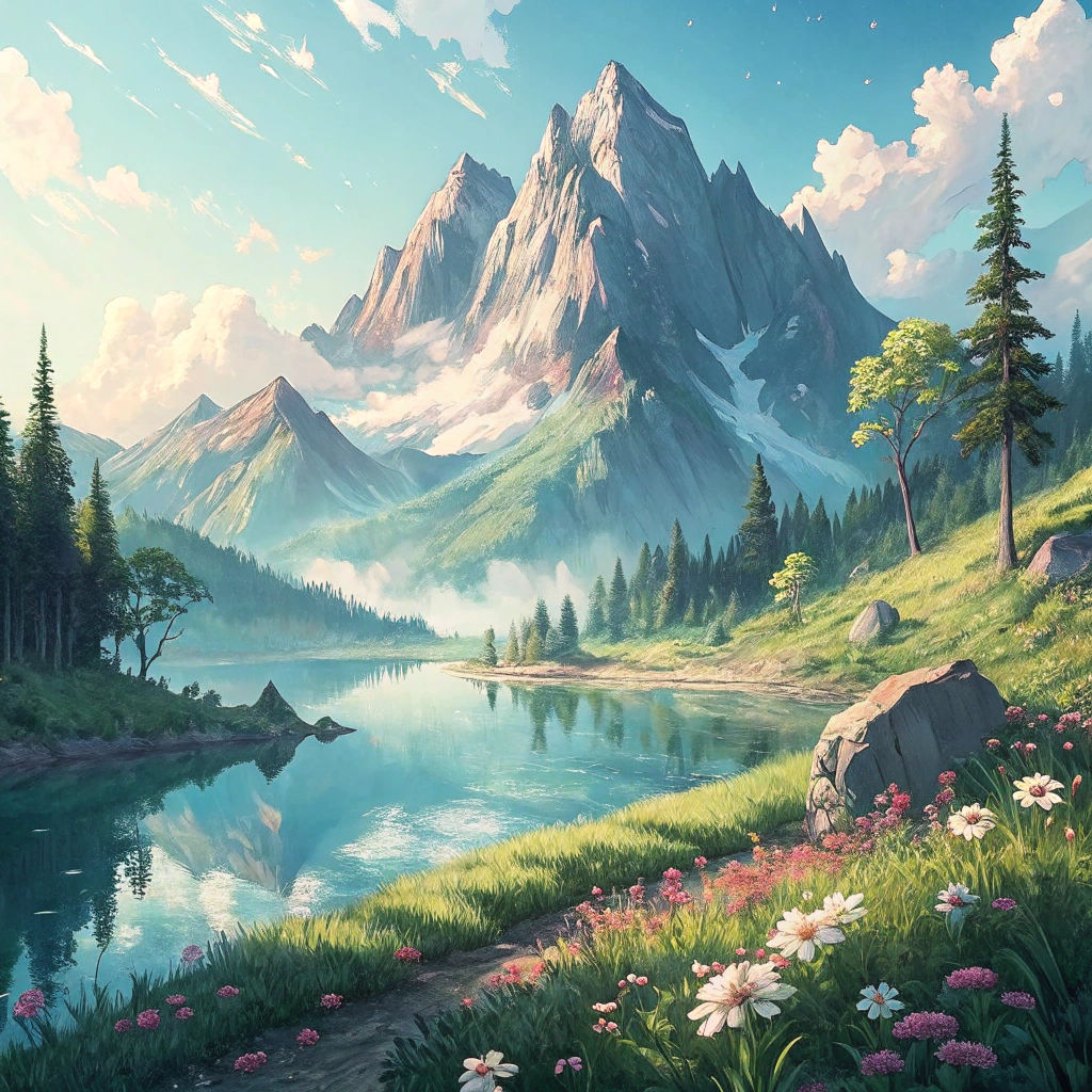 Majestic Mountain Range Reflected in Serene Lake