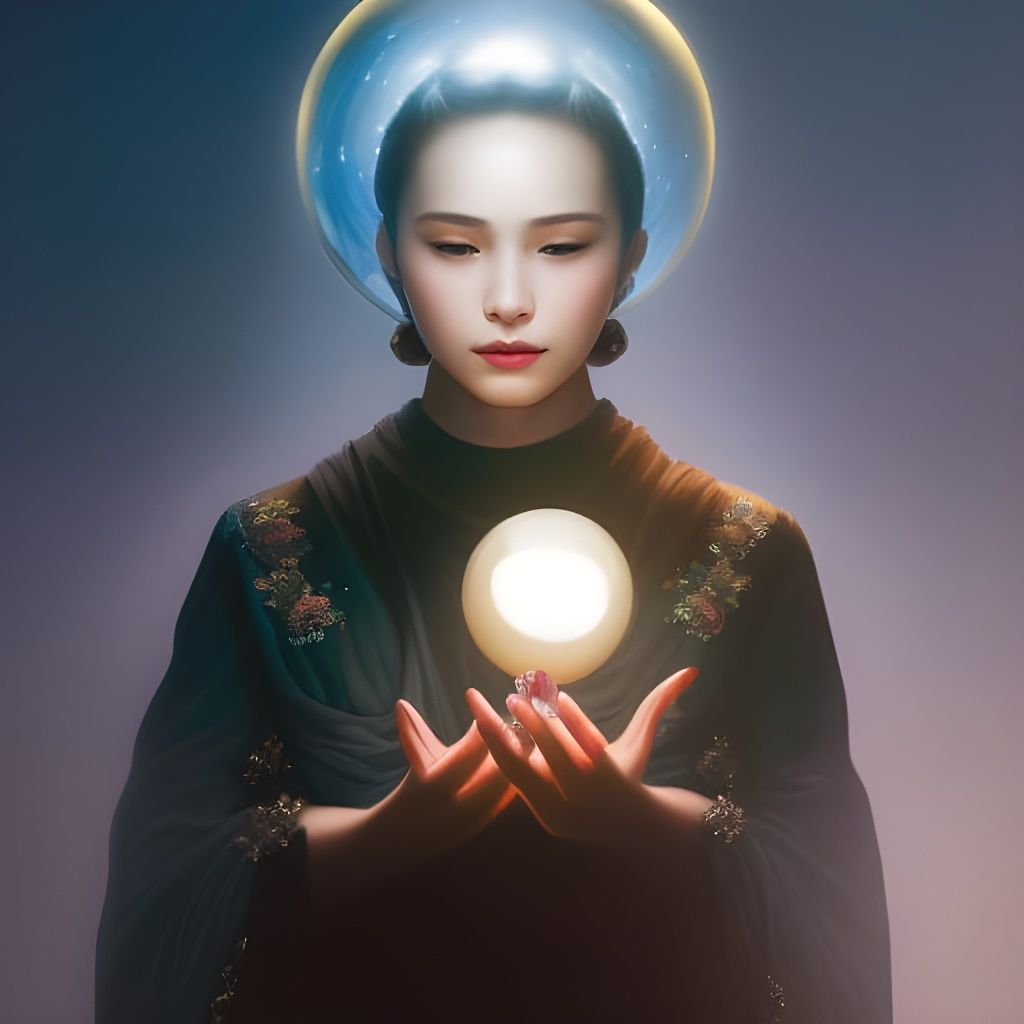 Girl with Luminous Sphere: Hyperdetailed Portrait