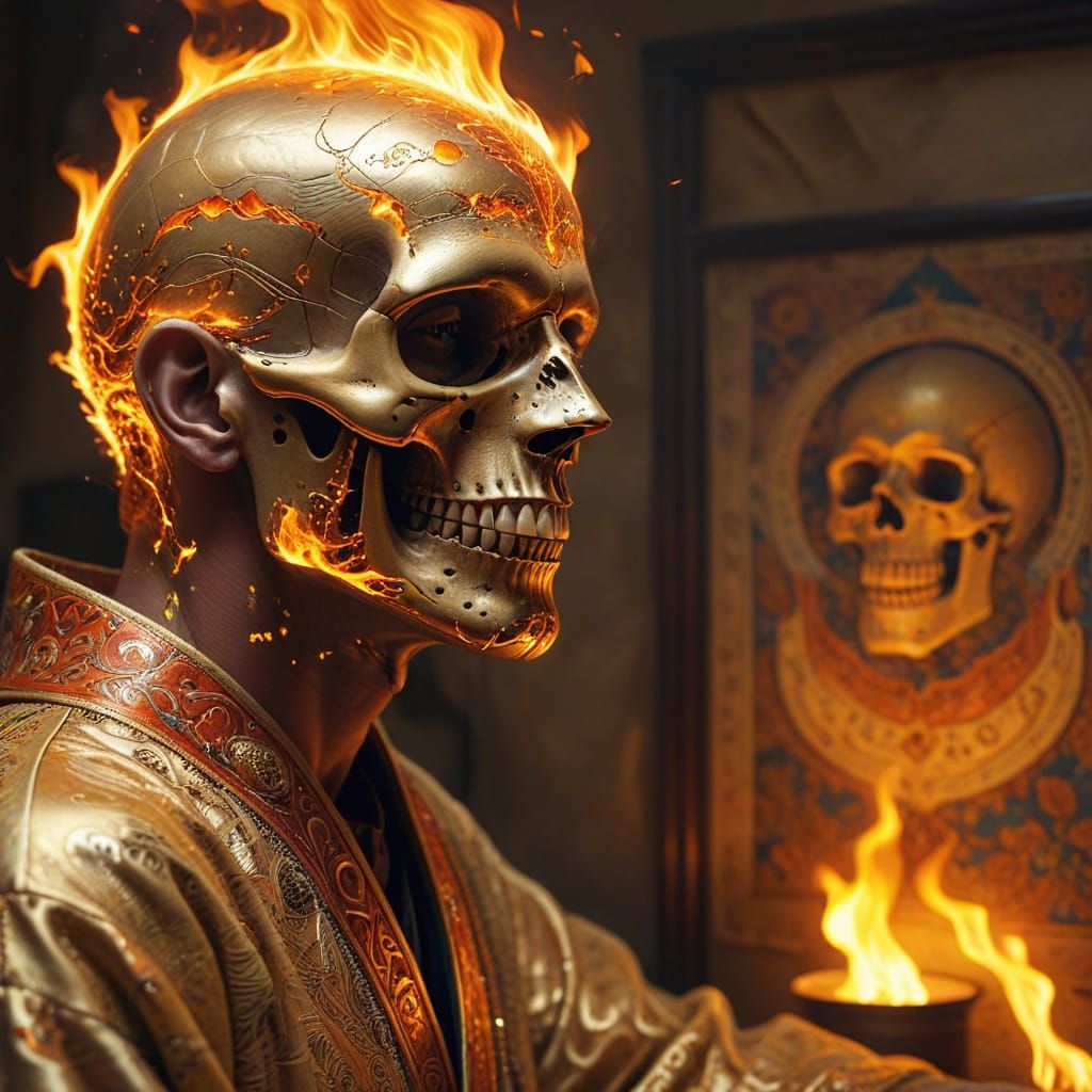 Surreal Face Shifts: Smile to Skull in Oil Painting