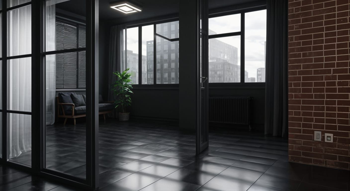 Stormy Sky Seen Through Window in Pixel Art Style