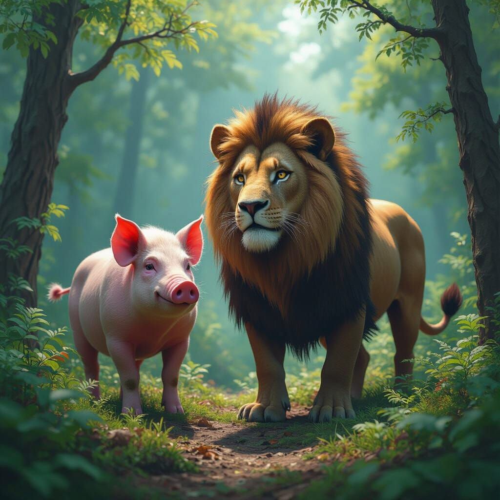 Half-Pig, Half-Lion Creature in German Forest