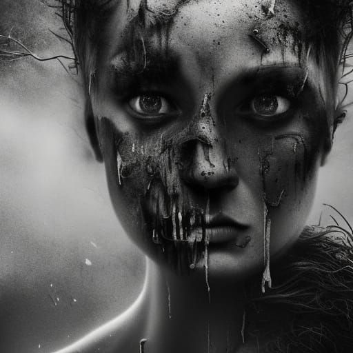 Menacing AI Serial Killer in Monochromatic Concept Art