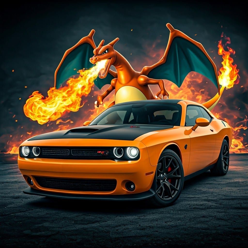 Mango Orange Challenger with Charizard, Portrait Photography