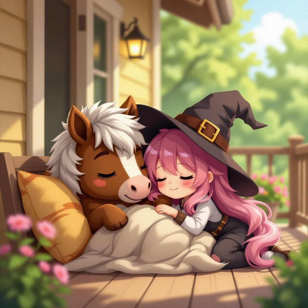 Anime Furry Boy and Pink-Haired Girl Sleeping