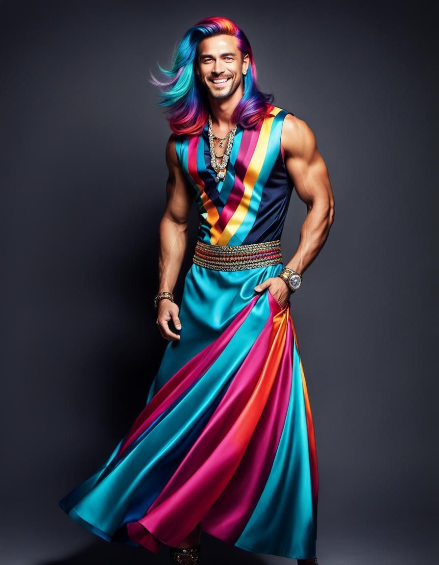 Handsome Man with Colorful Hair Posing for Magazine