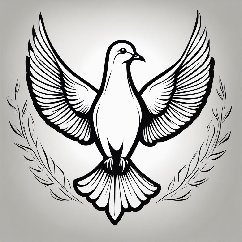 Elegant Dove Logo in Black and White Outline