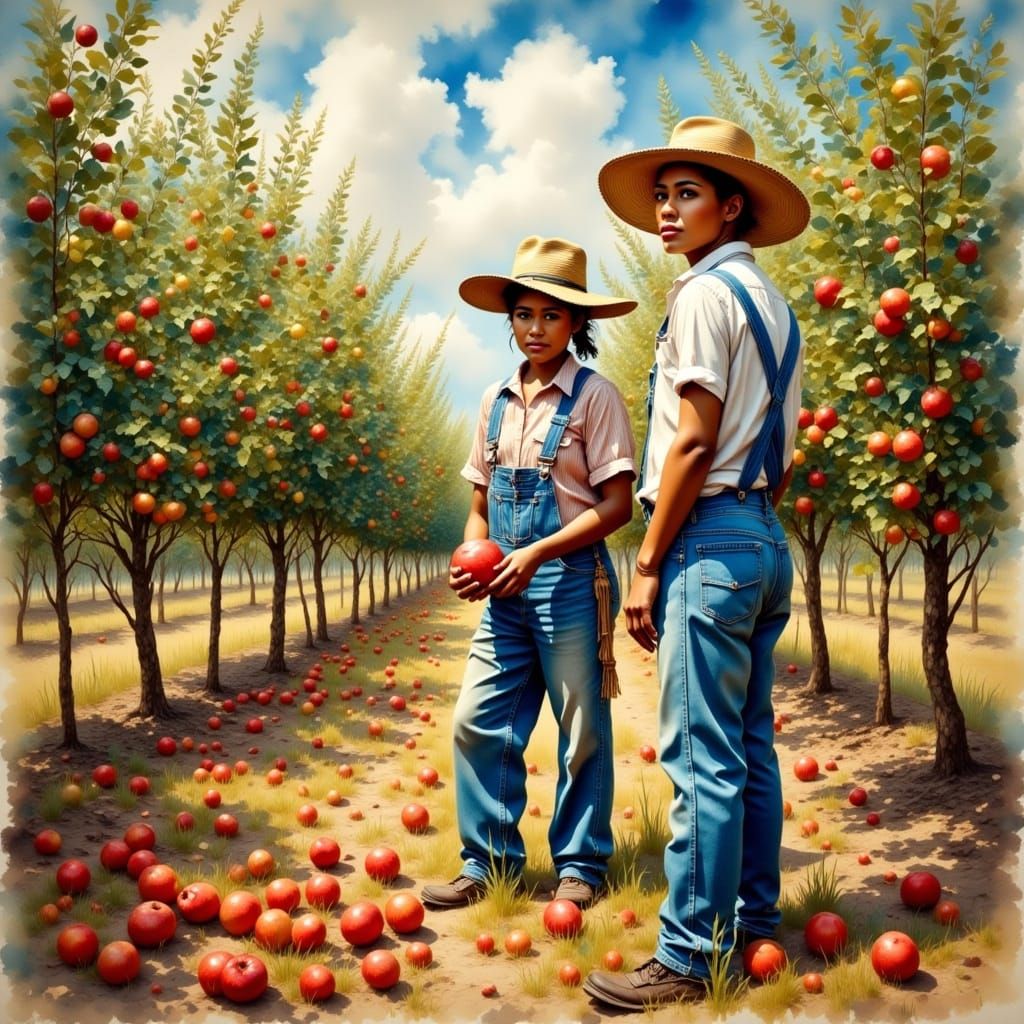 Apple Orchard Harvest: Rustic Realism Style