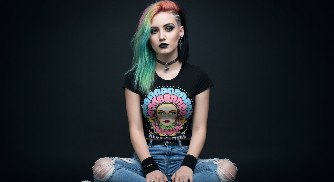 Punk Girl with Asymmetrical Hair in Professional Photo