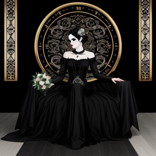 Gothic Black Roses Art Deco Carpe Diem