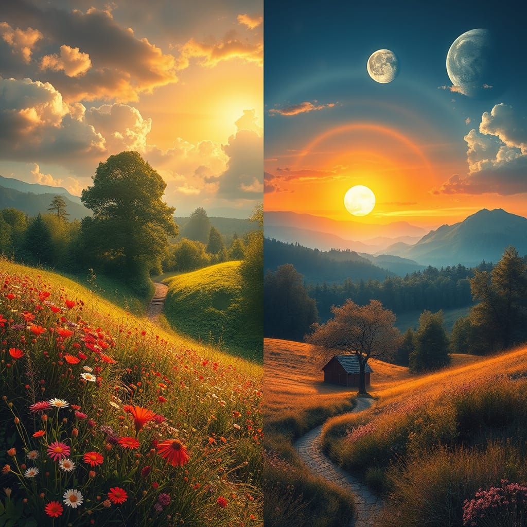 Baltic Mythology Landscapes in Vibrant Colors and Gritty Tex...