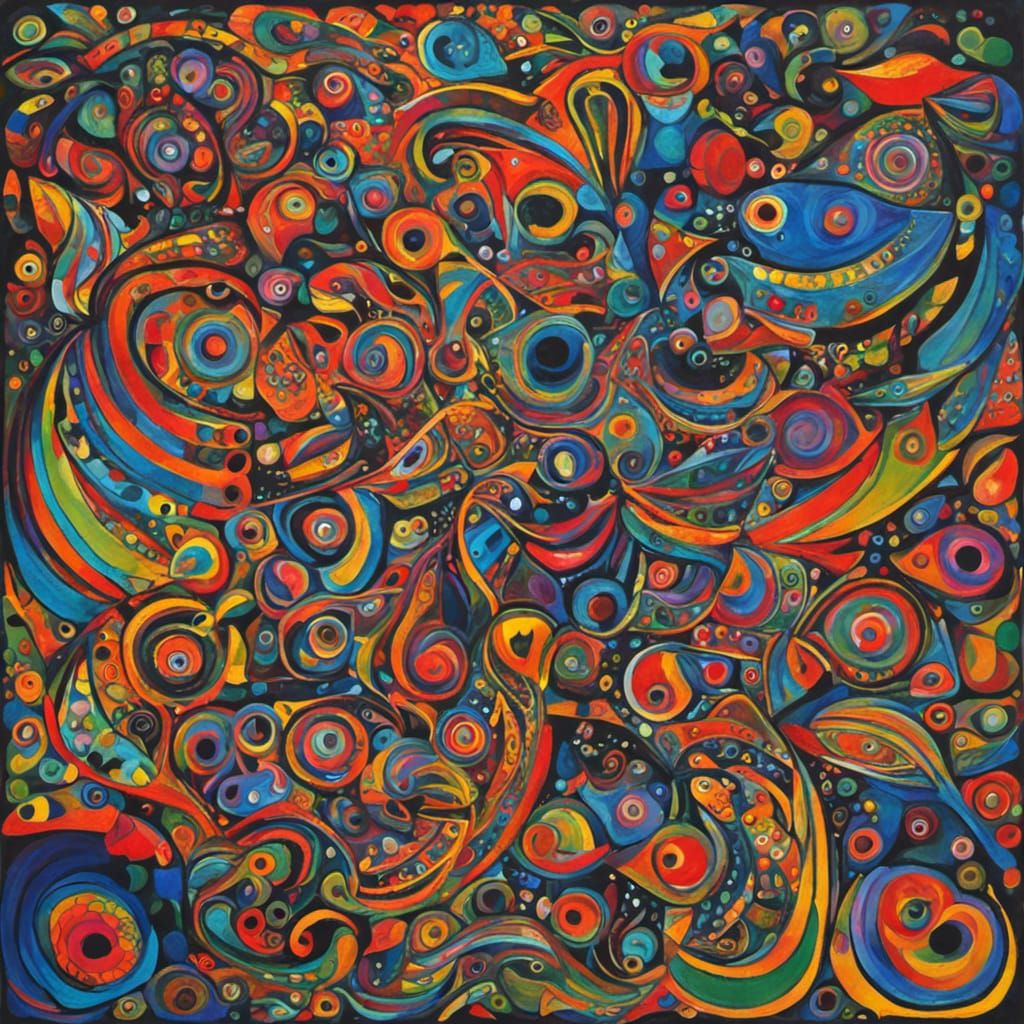 Psychedelic Aquarium as Abstract Expressionist Oil Painting