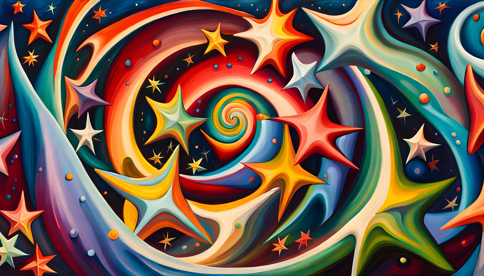 Surreal Cosmic Vortex in Iridescent Oil Painting Style