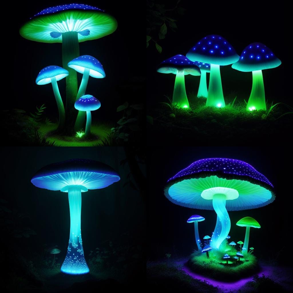 Bioluminescent Mushroom Rainforest: A Glowing Wonderland