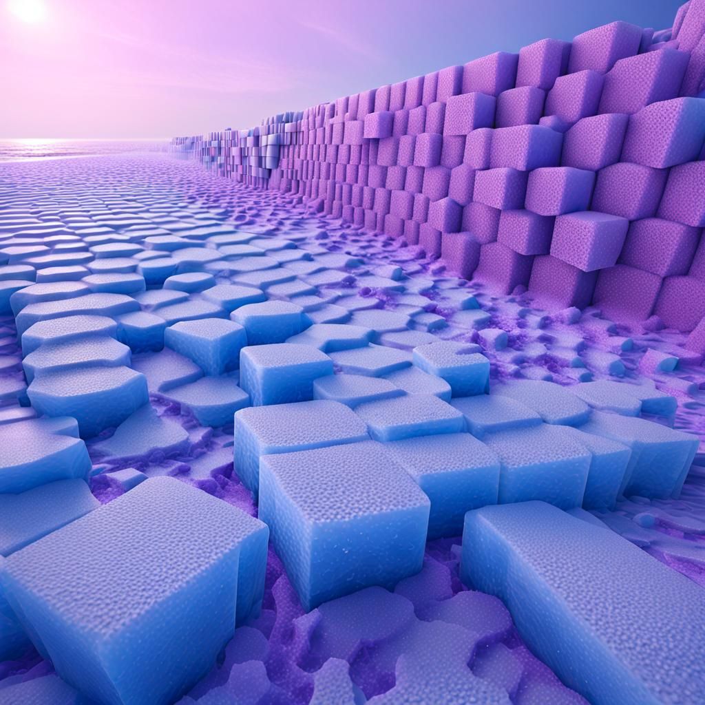 Frosted Hexagon Bricks in Icy Winter Wonderland, in Vibrant....