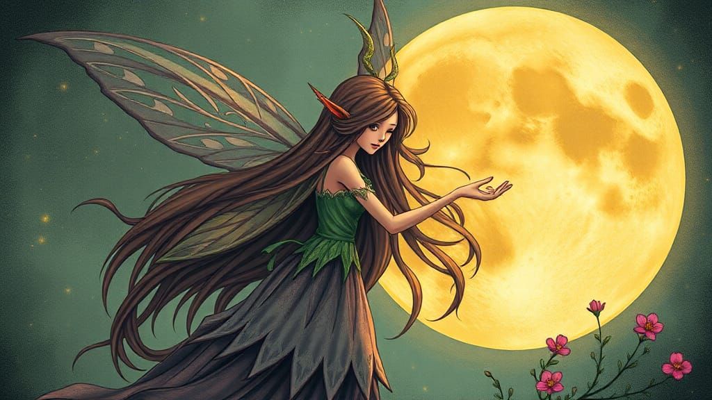 Whimsical Fairy in Moonlight