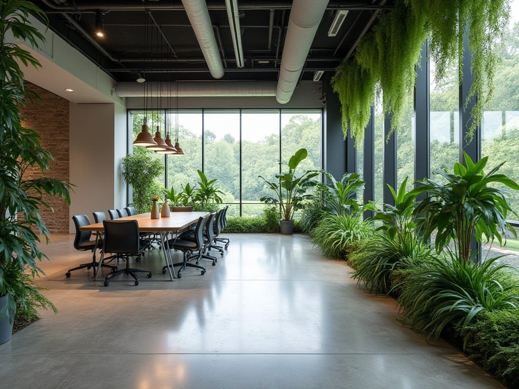 Modern Office with Biophilic Design and Greenery